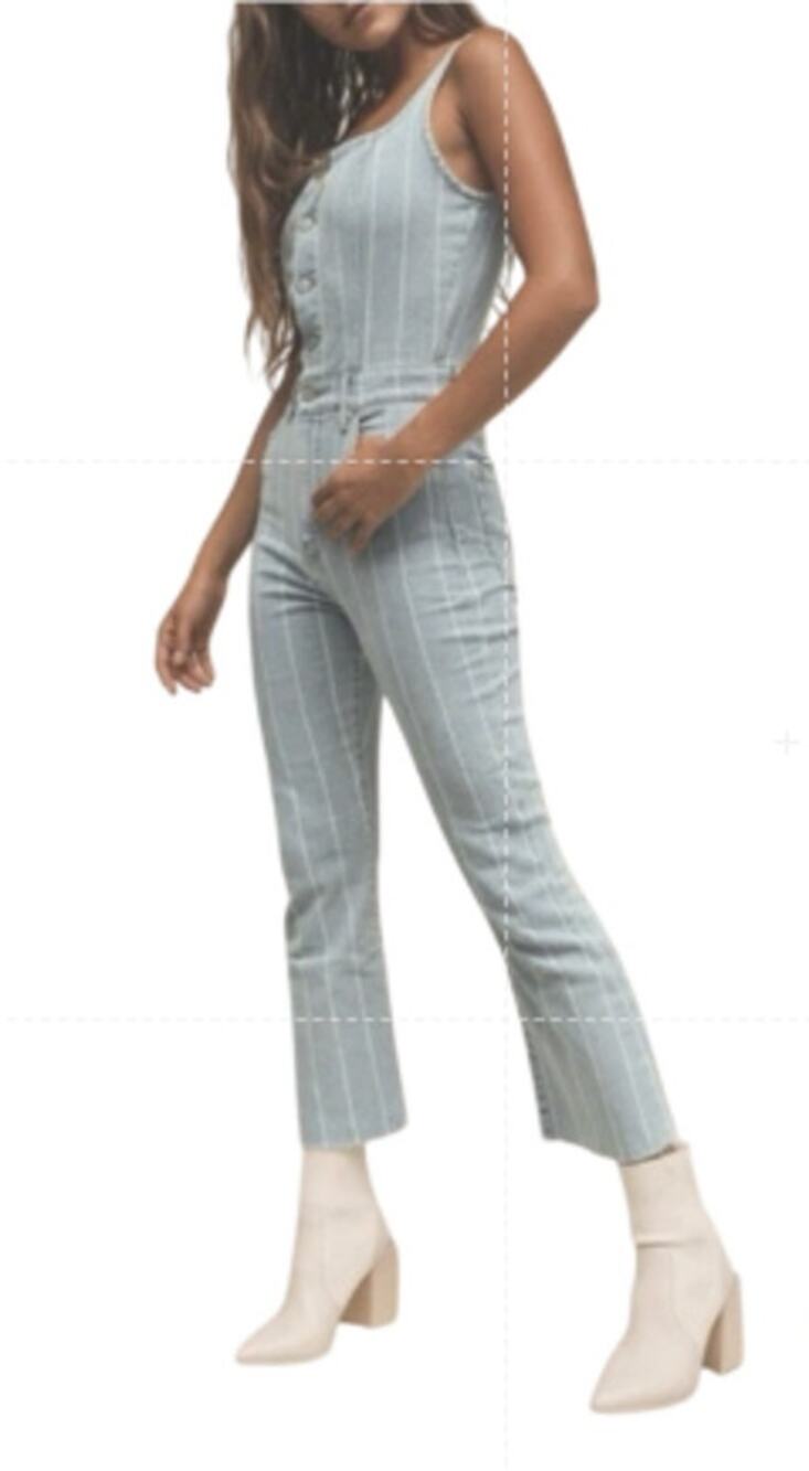 Ética Denim Jumpsuit XS Ivy Stripe Button Front Stretch Jean One Piece Romper